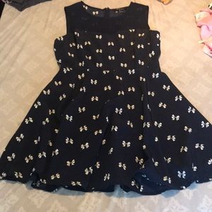 Navy blue with bows and mesh top